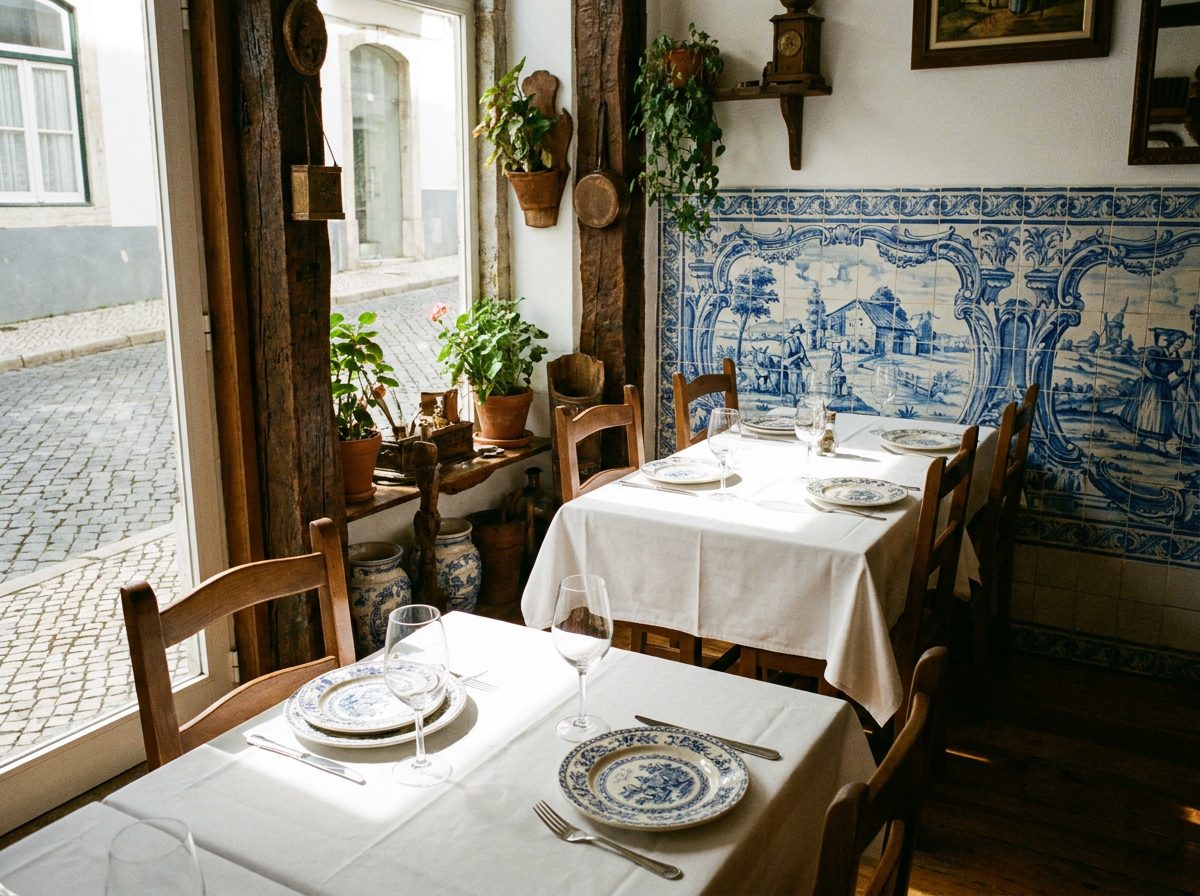 Sala de um restaurante posta para o almoço